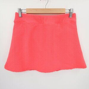 Lands' End Swim Skirt Size 2 Coral Orange Pink Textured Built-in Bikini Bottoms
